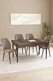 Floryn Barok Desen 80 X 132 Açılabilir MDF Mutfak Masa Takımı 4 Sandalye