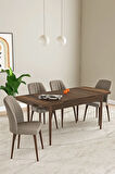 Laris Barok Desen 80 X 132 Açılabilir MDF Mutfak Masa Takımı 4 Sandalye