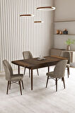 Lara Barok Desen 80 X 132 Açılabilir MDF Mutfak Masası 4  Sandalye