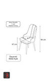 Esa 2 Adet Babyface Kumaş, Beyaz Metal Ayaklı, Mutfak ve Yemek Odası Sandalyesi