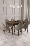 Calvin Barok Desen 80x132 MDF Açılabilir Mutfak Masası Takımı 6  Sandalye