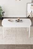 Mabel Beyaz 80x132 Açılabilir Mdf Masa Yemek Odası Takımı, Mutfak Takımı  4 Sandalye 1 Bench