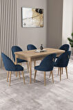 Milas Siyah Mermer Desen 80x132 MDF Açılabilir Mutfak Masası Takımı 4 Sandalye, 1 Bench