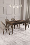 Calvin Barok Desen 80x132 MDF Açılabilir Mutfak Masası Takımı 4  Sandalye