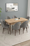 Calvin Beyaz Mermer Desen 80x132 MDF Açılabilir Mutfak Masası Takımı 4  Sandalye
