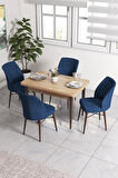 Milas Beyaz 80x132 MDF Açılabilir Mutfak Masası Takımı 4  Sandalye
