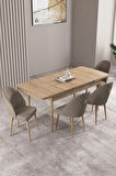 Milas Meşe Desen 80x132 MDF Açılabilir Mutfak Masası Takımı 4  Sandalye