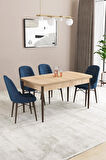 Milas Siyah Mermer Desen 80x132 MDF Açılabilir Mutfak Masası Takımı 4  Sandalye