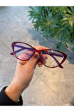 Carat Cat Eye Bordo 46 Ekartman küçük cat eye gözlük Camı Değişir