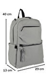Gri Kadın Sırt Çanta Geniş İç Hacim Su Geçirmez Kumaş Yandan Cepli