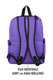 Kadın Sırt Çanta Mor Renk Geniş İç Hacim Su Geçirmez Kumaş Yandan Cepli