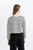 DeFacto Coool Loose Fit Çizgili Uzun Kollu Tişört C4400AX24SPWT32