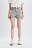 Mom Fit Yüksek Bel Jean Şort
