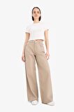 DeFacto Wide Leg Gabardin Pantolon Geniş Paça Normal Bel Standart Boy Cepli E4381AX25SPBG644