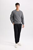 DeFacto Gri Regular Fit Bisiklet Yaka Jakarlı Sweatshirt D5392AX24AUGR371
