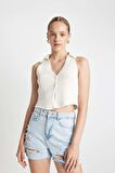 DeFacto Mom Fit Yüksek Bel Paça Ucu Kesik Jean Şort C0680AX24HSNM39