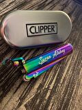 Benzinli Clipper Metal Çakmak Gökkuşağı