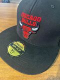Chicago Bulls Siyah Kırmızı Logo Hip Hop Snapback Rapper Cap Şapka