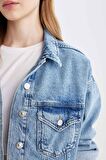 DeFacto Crop Düğmeli Jean Ceket D4196AX24AUNM28