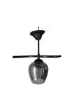 Fuji Siyah Tekli Füme Camlı Avize | Kaliteli Modern Metal Avize