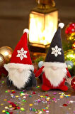 2'li Cüce Elf Gnome Kırmızı 45 cm Yılbaşı Dekoru ve Peluş Oyuncağı