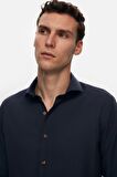 Ds Damat Slim Fit Lacivert İtalyan Yaka Armürlü Gömlek 2HF02ORT3185 2HF02ORT3185
