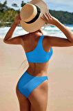 Angelsin Özel Fitilli Kumaş Bikini Altı Mavi