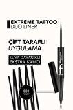 Flormar Extreme Tattoo Çift Uçlu Eyeliner & Jel Göz Kalemi (SİYAH) - 001 Black -8682536061551