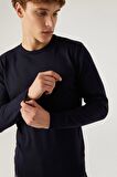 Ds Damat Slim Fit Mavi Pamuk Karışımlı 2'Li Bisiklet Yaka Triko Ve Gömlek 1HC0206EKBN01