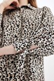 DeFacto Relax Fit Leopar Desenli Uzun Kollu Gömlek Tunik D2608AX24AUBG702