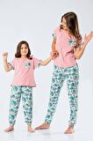 Türen Kadın Dokuma Yapraklı Kısa Kollu Pijama Takım