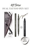 Yarı Kalıcı Kaş ve Makyaj Düzeltici Kalem Seti Clio Kill Brow Dual Tattoo Pen Set (03 Gray Brown)