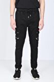 Erkek Siyah Kargo Cepli Jogger Pantolon