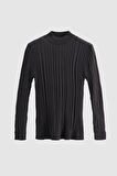 Slim Fit Antrasit Fitilli Pamuk Karışımlı Yarım Balıkçı Dar Kesim Vücudu Saran Triko Kazak 5HF06ORT64100