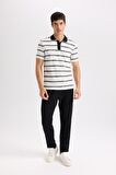 DeFacto Slim Fit Dar Kesim Çizgili Polo Tişört D4720AX24SMWT32