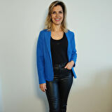 Mavi Tek Düğmeli Blazer Ceket