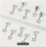 CemY Gümüş Yıldız Saç Aksesuarı 10 Adet