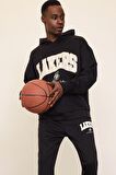 DeFactoFit NBA Los Angeles Lakers Oversize Geniş Kalıp Kapüşonlu Skuba Dalgıç Kumaş Sweatshirt D6709AX25SPBK82