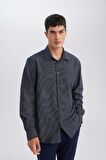 DeFacto Modern Fit Poplin Desenli Pamuk Karışımlı Uzun Kollu Gömlek D3377AX24AUNV82