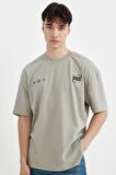 DeFacto Oversize Fit Bisiklet Yaka Baskılı Kısa Kollu Tişört C7163AX24SMGR321