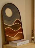 Cıgılwood Mountaın And Moon Ahşap Bohem Tablo 60 x 40