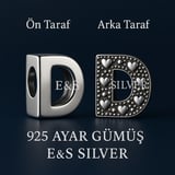 D harf charm 925 ayar gümüş
