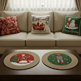 2026 Yeni yılbaşı Temalı 3'lü Keten Kırlent Seti ve El Yapımı 2'li Supla - Yılbaşı Konsepti