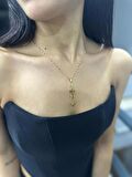 Kadın Çelik Gold Kaplama 55 cm Çiçekli Zirkon Taşlı Fantazi Model Kolye