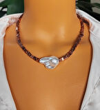 Yapay Barok İncili Lav Taşı Kadın Kolye