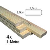 Barış Dizayn Çam Masif Silinmiş Kuru Tahta Hobi Çıta Oval Kenar 3,5 x 1,5cm - 1 Metre (4adet)