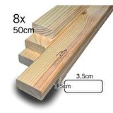Barış Dizayn Çam Masif Silinmiş Kuru Tahta Hobi Çıta 3,5 x 1,5cm - 50cm (8adet)