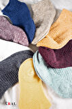 Kral Socks Kadın Patik Çizgili Kabartma Ters Havlu Penye 6 Çift Karışık Renk Kısa Çorap