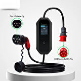 Taşınabilir Şarj Cihazı 11 kW 3P-16A Tip-2 5x16A Fiş 380V AC Ev Tipi Dönüştürücü Kablo ve Taşıma Çantası Hediyeli ( 10 METRE KABLO)