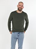 Regular Fit Haki Erkek Kazak